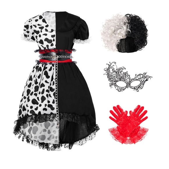 Spooktacular Creations Girl Dalmatian Costume, Polka Dots Dress Set Halloween - Picture 2 of 4